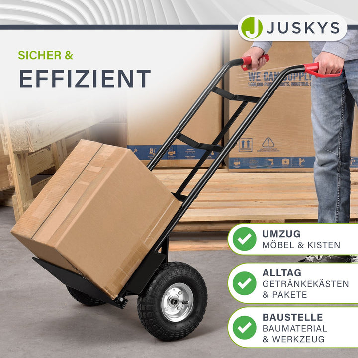 Steekwagen Basic opvouwbaar in zwart met rode handvatten