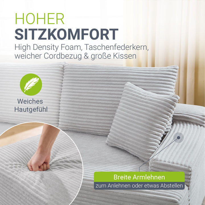 Bank Coredo met corduroy bekleding & gooi kussen