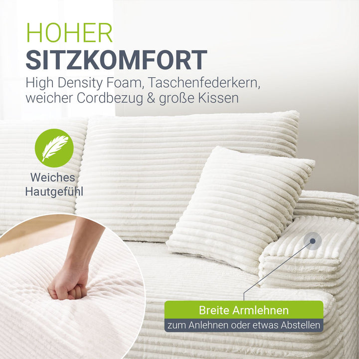 Bank Coredo met corduroy bekleding & gooi kussen