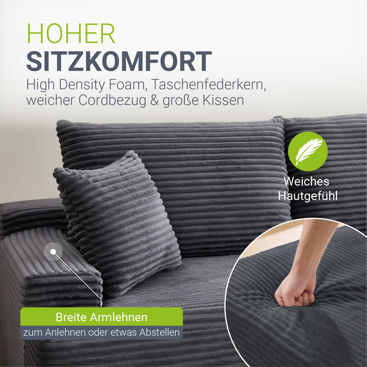Bank Coredo met corduroy bekleding & gooi kussen