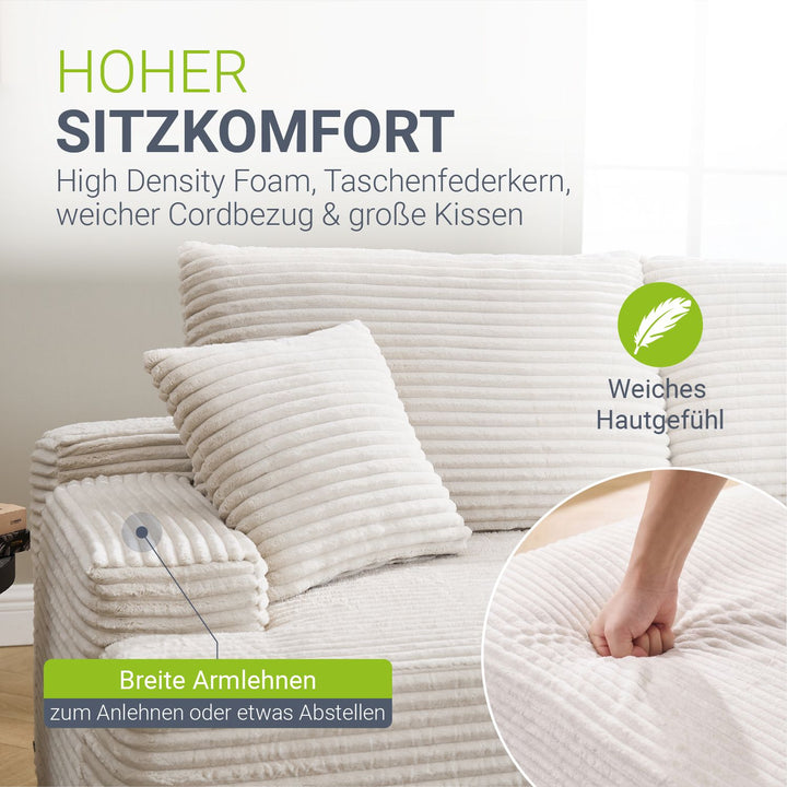 Bank Coredo met corduroy bekleding & gooi kussen