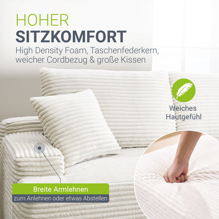 Bank Coredo met corduroy bekleding & gooi kussen