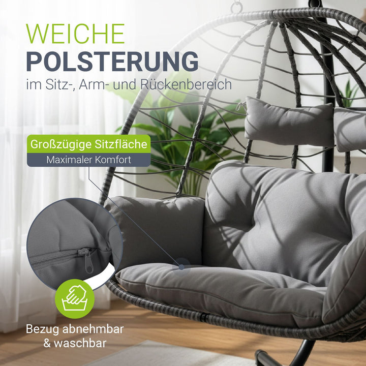 Polyrattan dubbele hangstoel Aria