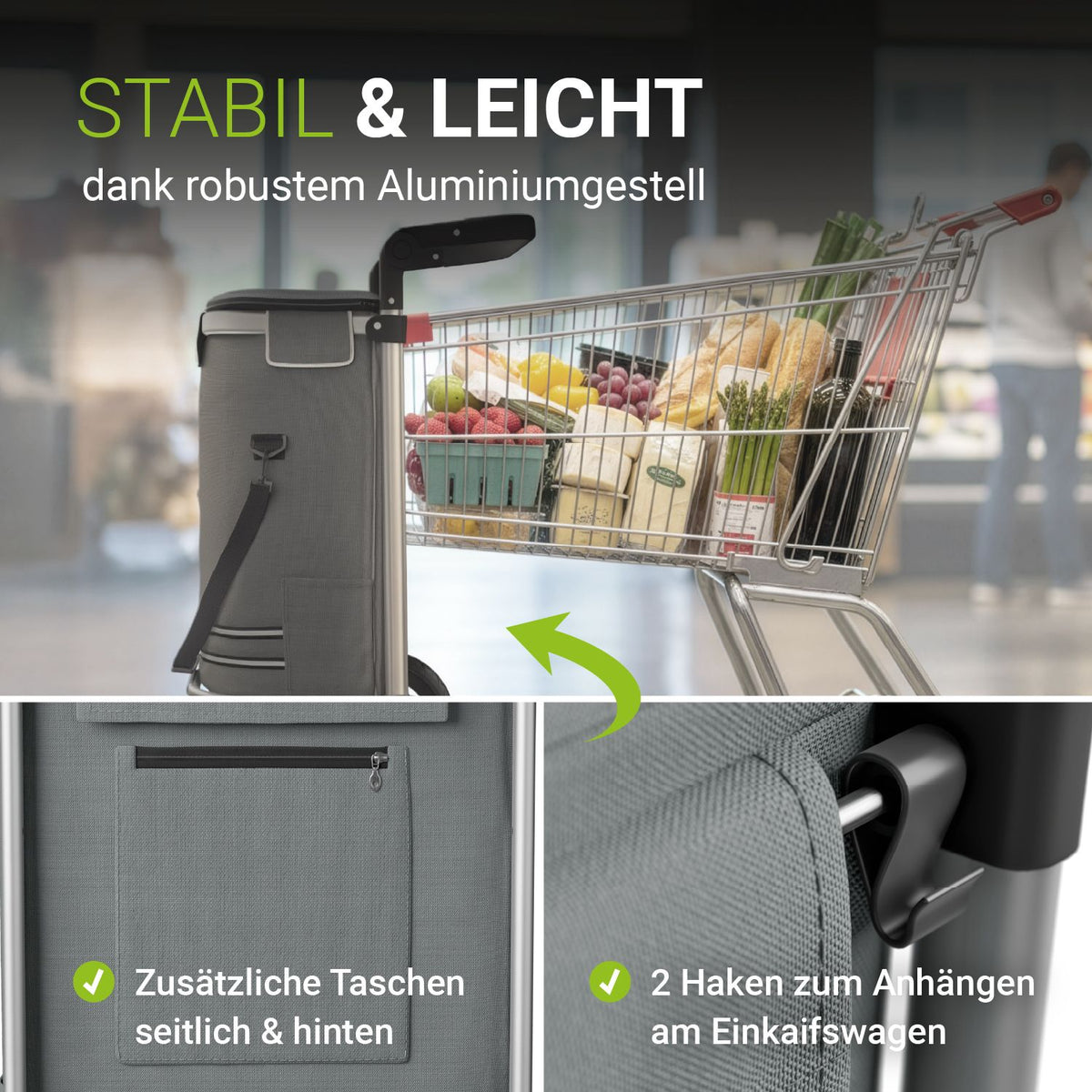 3in1 winkelwagentje - 56 L capaciteit