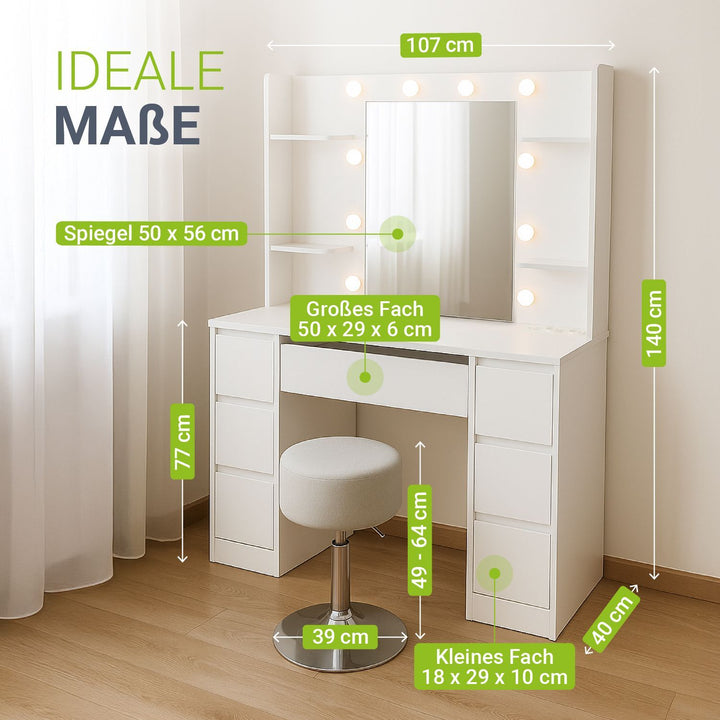 Make-uptafel met spiegel Malia