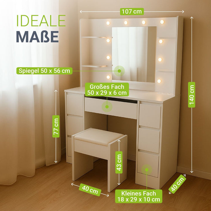 Make-uptafel met spiegel Malia