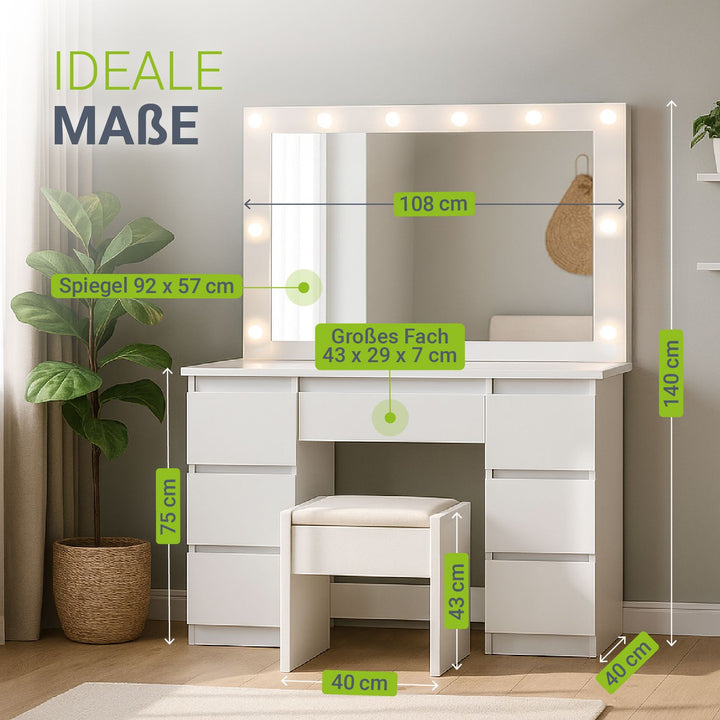 Make-uptafel met spiegel Lilia