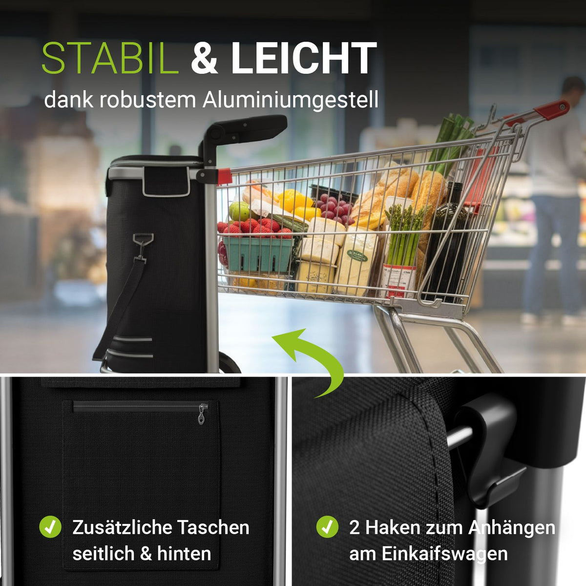 3in1 winkelwagentje - 56 L capaciteit