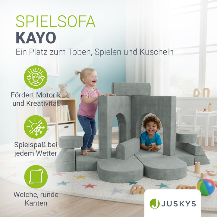Kinderbank Kayo met corduroy bekleding & kussen