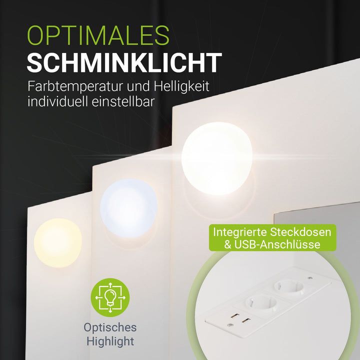 Make-uptafel met spiegel Malia