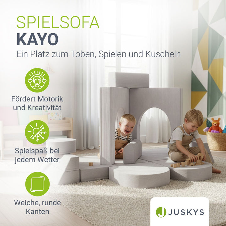 Kinderbank Kayo met corduroy bekleding & kussen