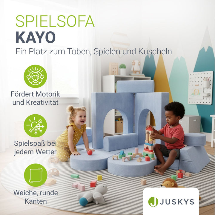 Kinderbank Kayo met corduroy bekleding & kussen