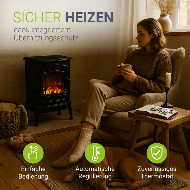 Elektrische open haard 2000W met vlameffect