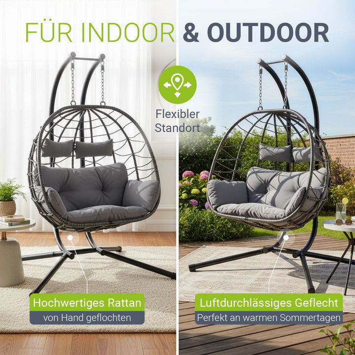 Polyrattan dubbele hangstoel Aria