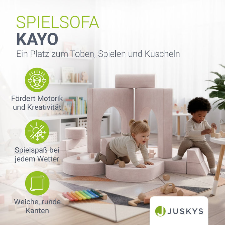 Kinderbank Kayo met corduroy bekleding & kussen
