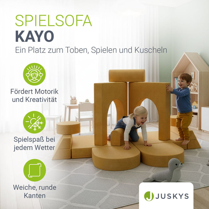 Kinderbank Kayo met corduroy bekleding & kussen