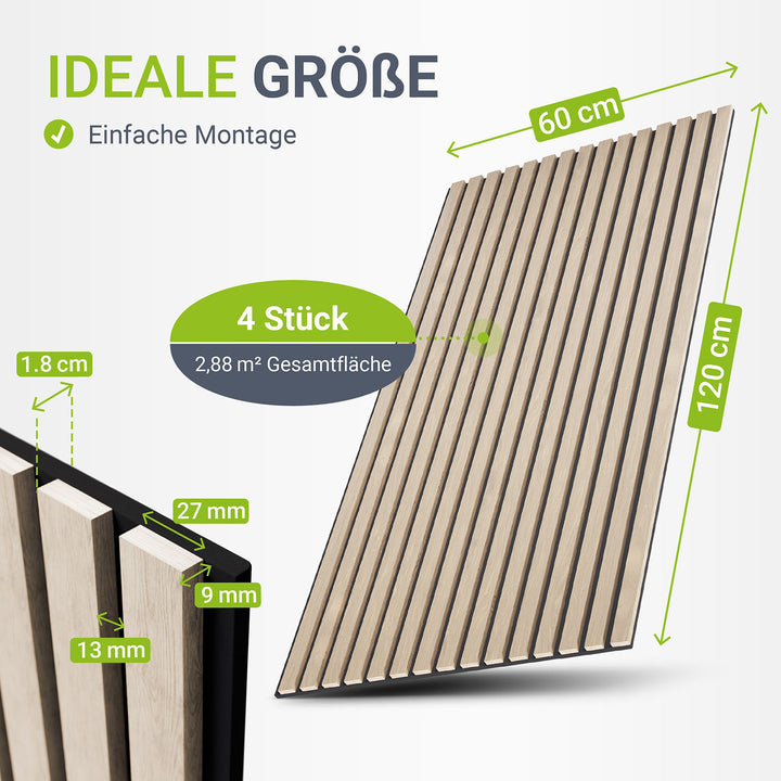 Akoestische panelen houtlook 4er Set