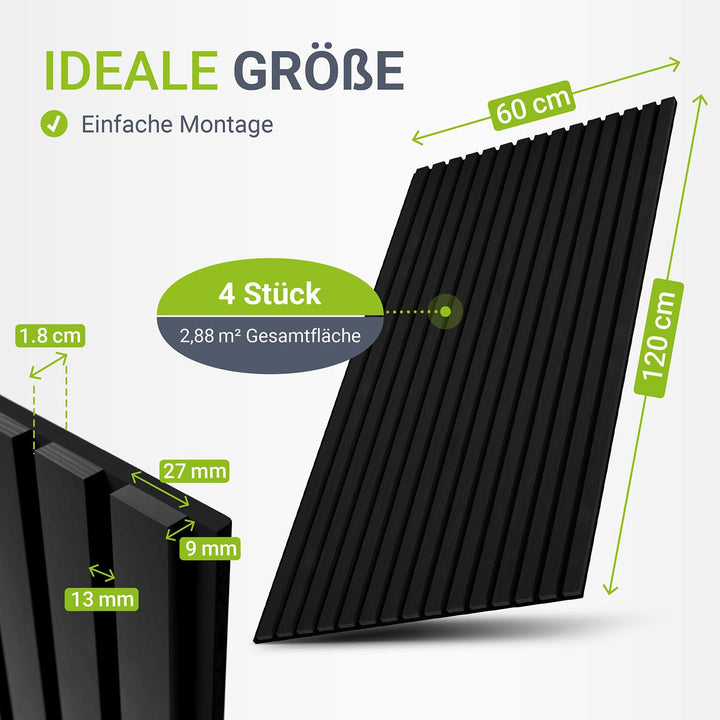 Akoestische panelen houtlook 4er Set