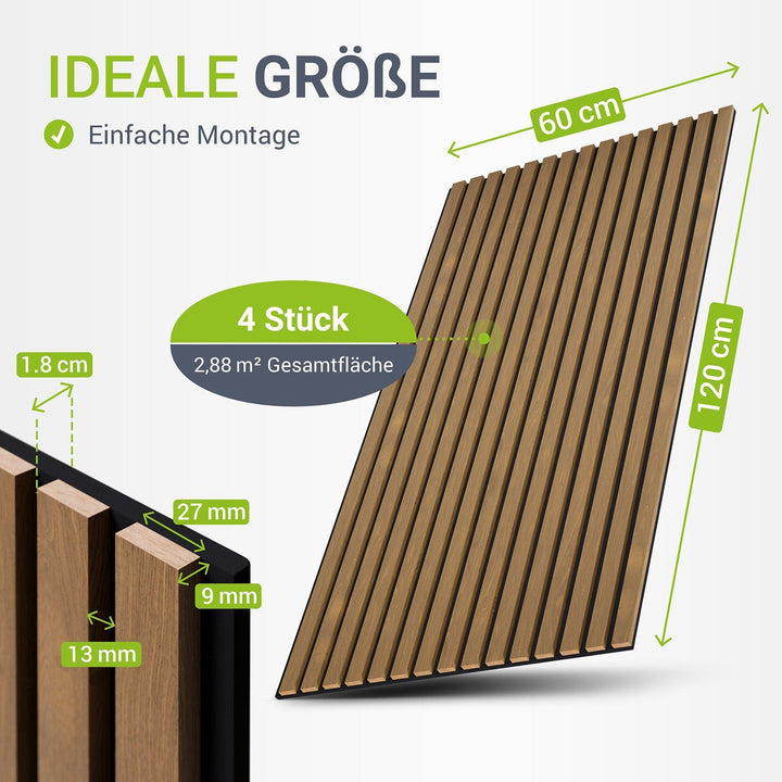 Akoestische panelen houtlook 4er Set