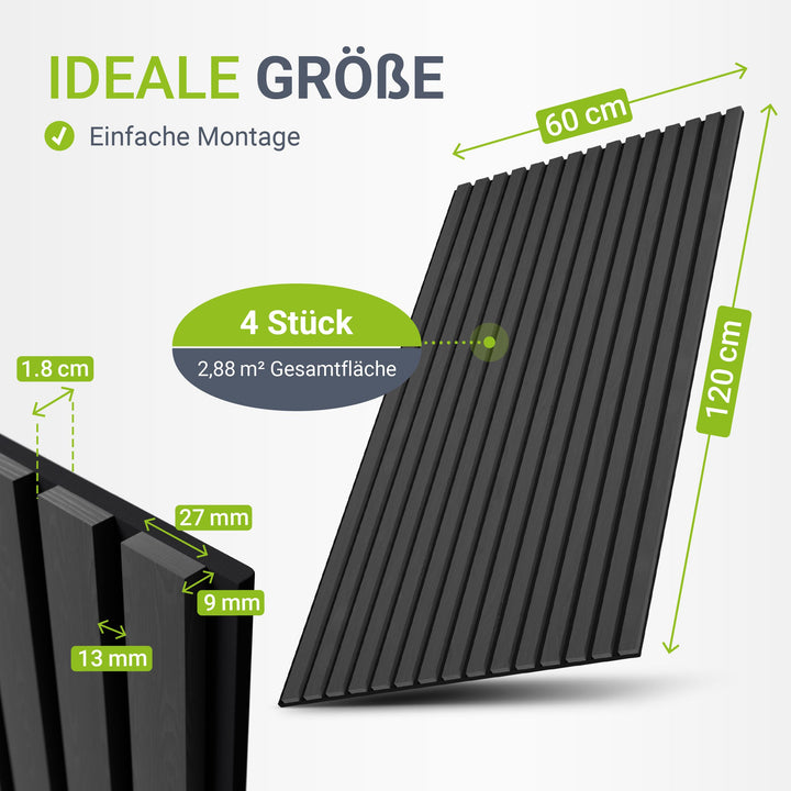 Akoestische panelen houtlook 4er Set