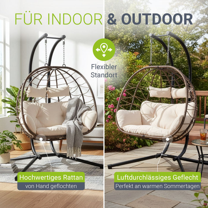 Polyrattan dubbele hangstoel Aria