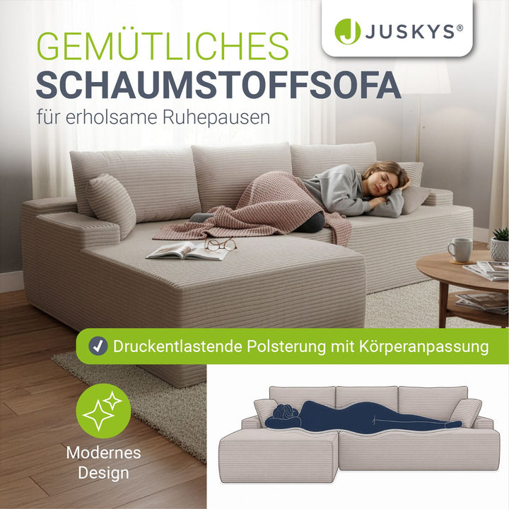 Bank Coredo met corduroy bekleding & gooi kussen