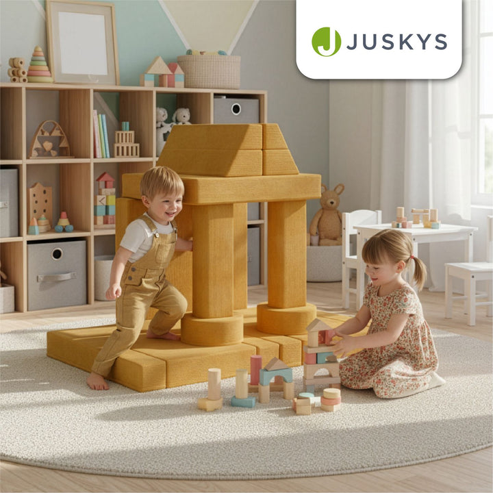 Kinderbank Kayo met corduroy bekleding & kussen