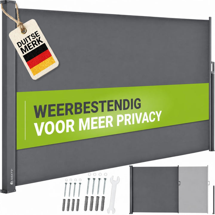 Uittrekbaar windscherm Dubai – 300x180 cm, beige of donkergrijs
