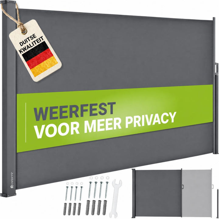 Uittrekbaar windscherm Dubai – 300x180 cm, beige of donkergrijs