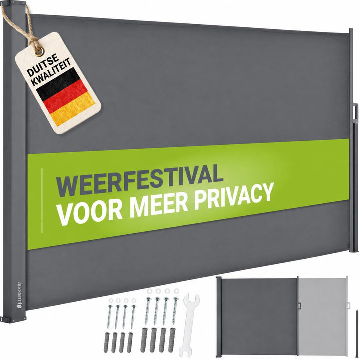 Uittrekbaar windscherm Dubai – 300x180 cm, beige of donkergrijs