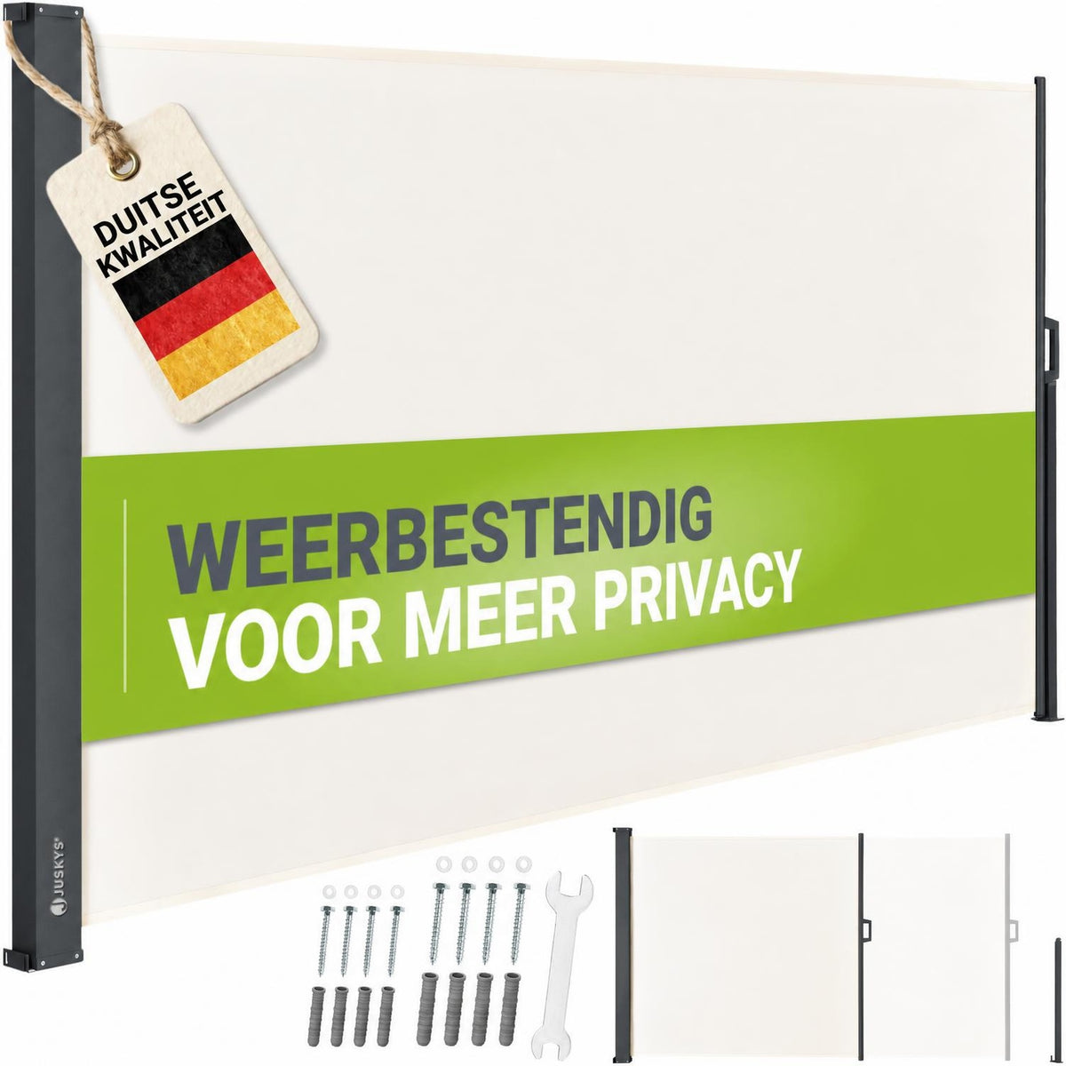 Uittrekbaar windscherm Dubai – 300x180 cm, beige of donkergrijs