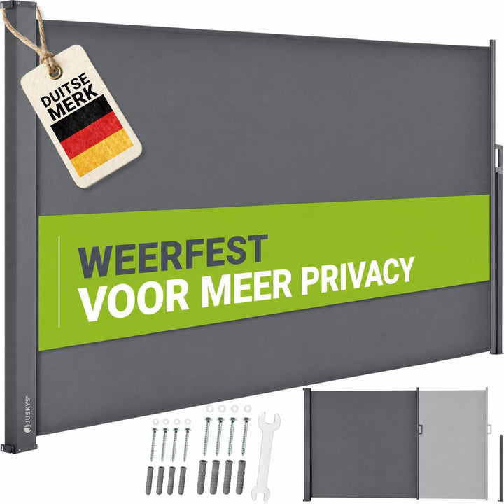 Uittrekbaar windscherm Dubai – 300x180 cm, beige of donkergrijs