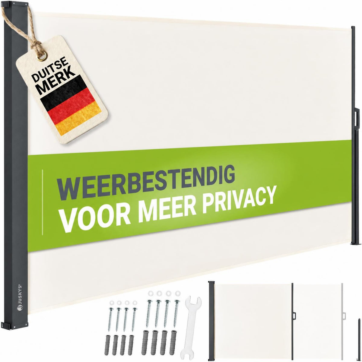 Uittrekbaar windscherm Dubai – 300x180 cm, beige of donkergrijs