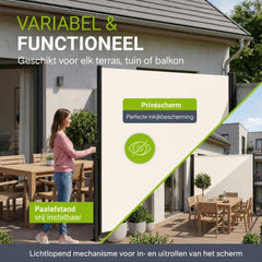 Uittrekbaar windscherm Dubai – 300x180 cm, beige of donkergrijs