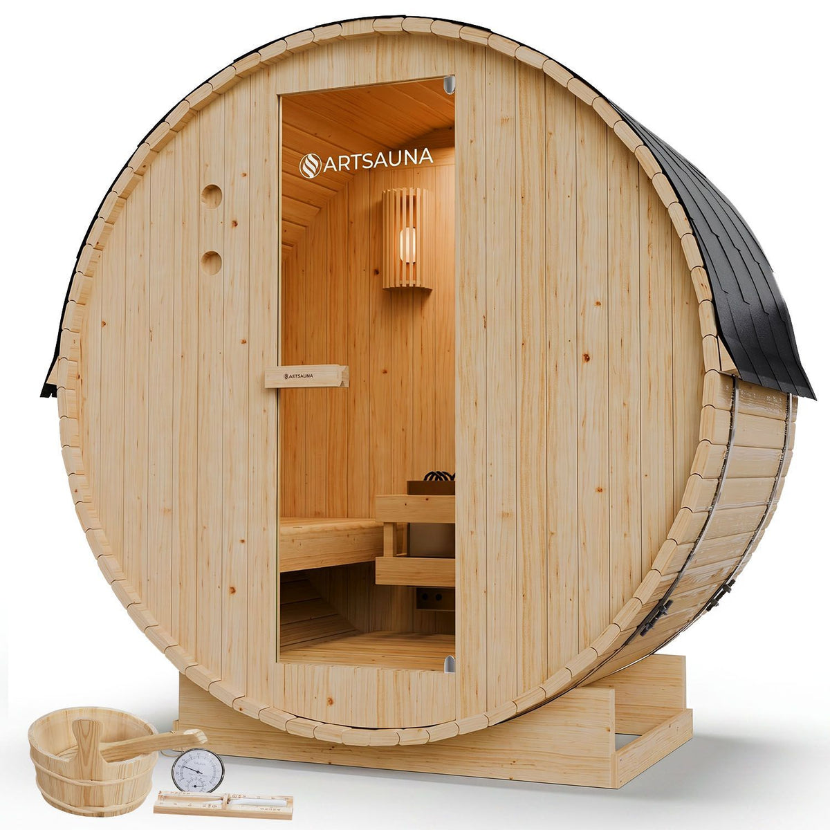 Barrelsauna Spitzbergen met saunakachel