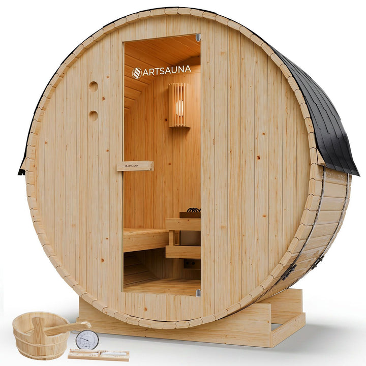 Barrelsauna Spitzbergen met saunakachel