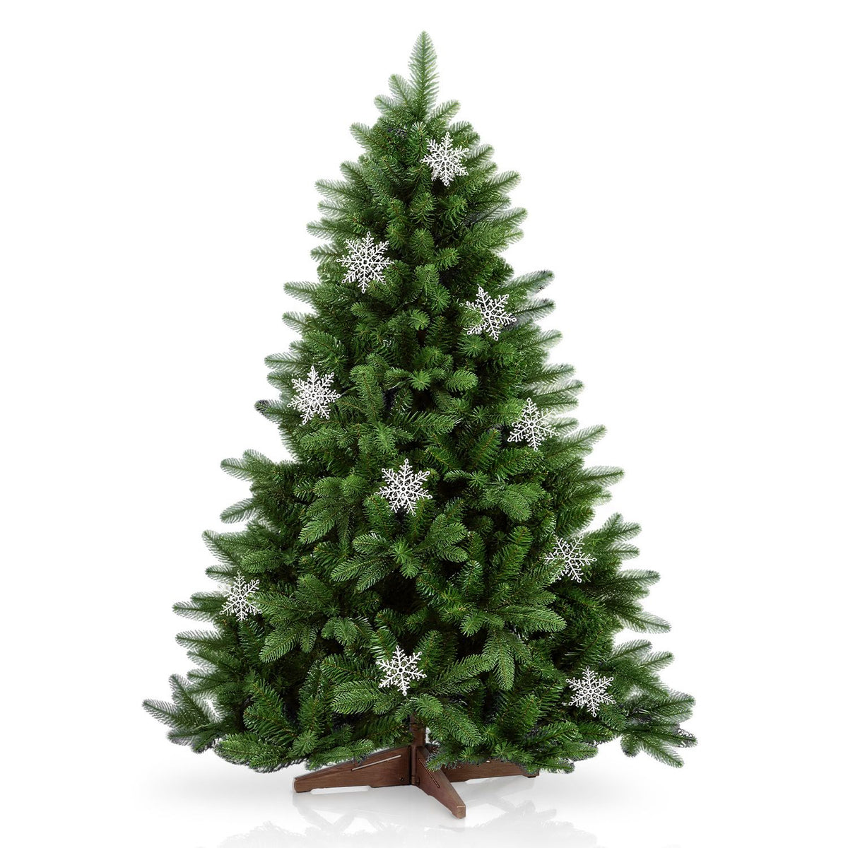 Kunstkerstboom Norvi – nordmannlook, met houten standaard
