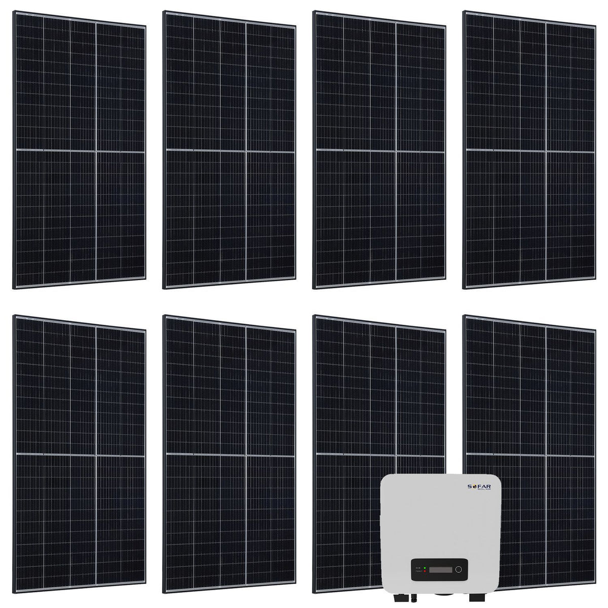 Zonnestelsel ingesteld met 8 Longi 400 W zonnepanelen & omvormer