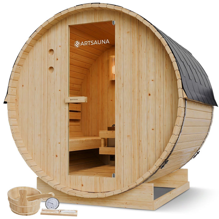 Barrelsauna Spitzbergen met saunakachel