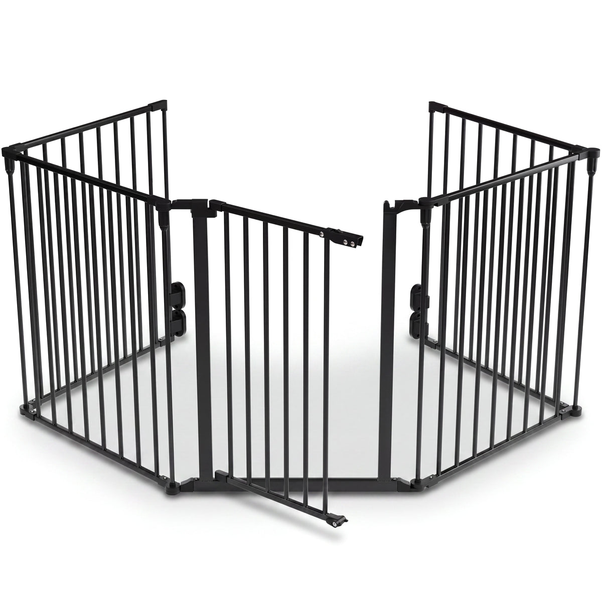 Metalen haardhek 300 cm – 5-delig, met deur, voor huisdieren
