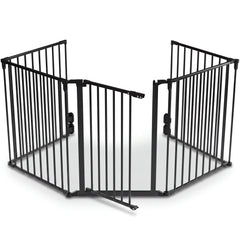 Metalen haardhek 300 cm – 5-delig, met deur, voor huisdieren