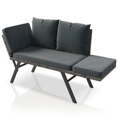 Polyrattan multifunctionele bank Calvia zwart/grijs/crème