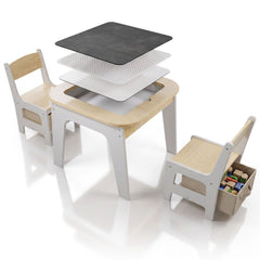 Kindertafel Milou – met 2 stoeltjes, hout, met opbergruimte