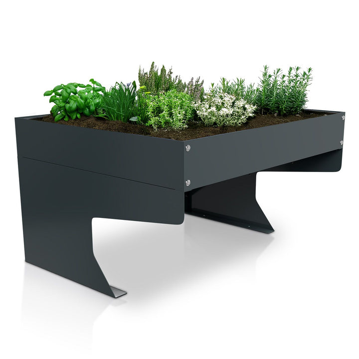 Robotmaaiergarage met plantenbak