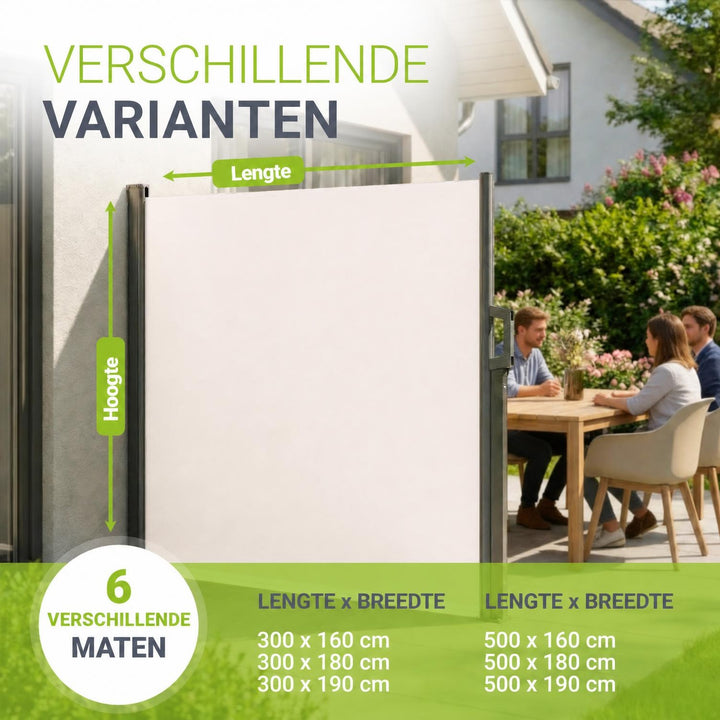 Uittrekbaar windscherm Dubai – 300x180 cm, beige of donkergrijs