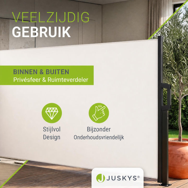Uittrekbaar windscherm Dubai – 300x180 cm, beige of donkergrijs
