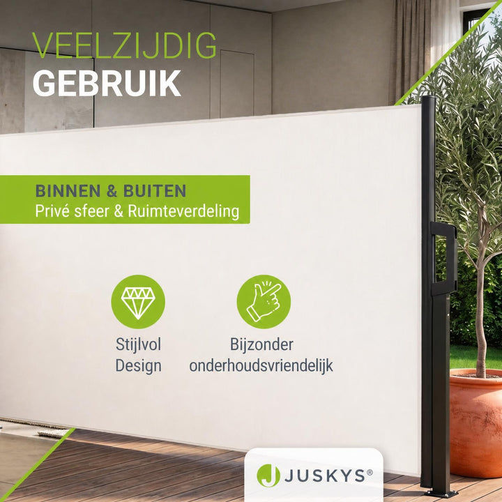 Uittrekbaar windscherm Dubai – 300x180 cm, beige of donkergrijs
