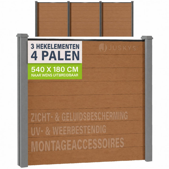 Composiet schutting teak – schuttingelementen met palen