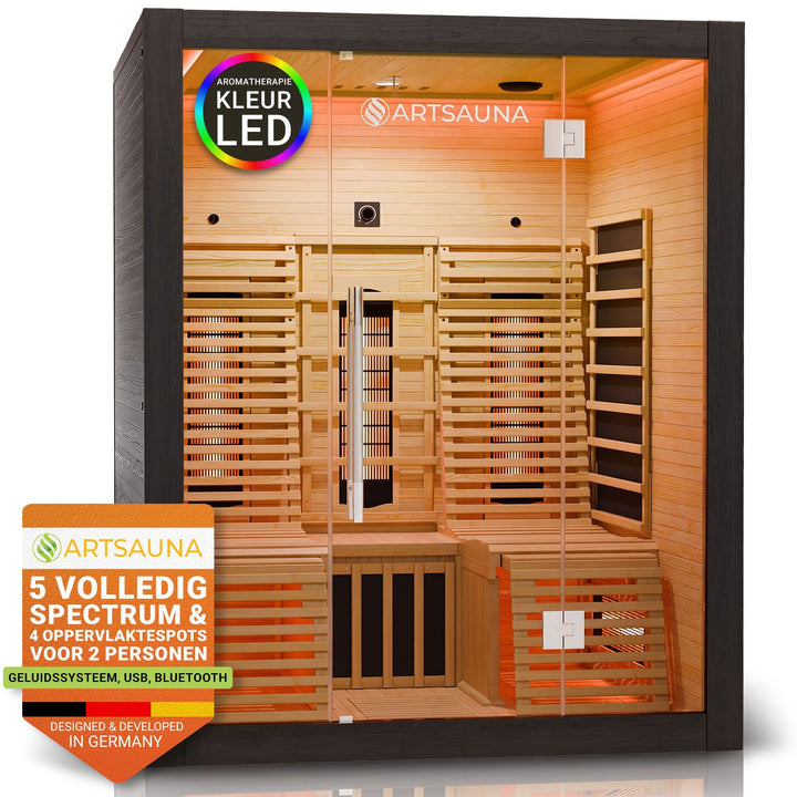 Infraroodcabine Helsinki 150 Black – 2 personen, zwart hemlock