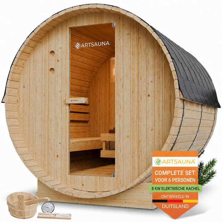 Barrelsauna Spitzbergen – vurenhout, inclusief saunakachel